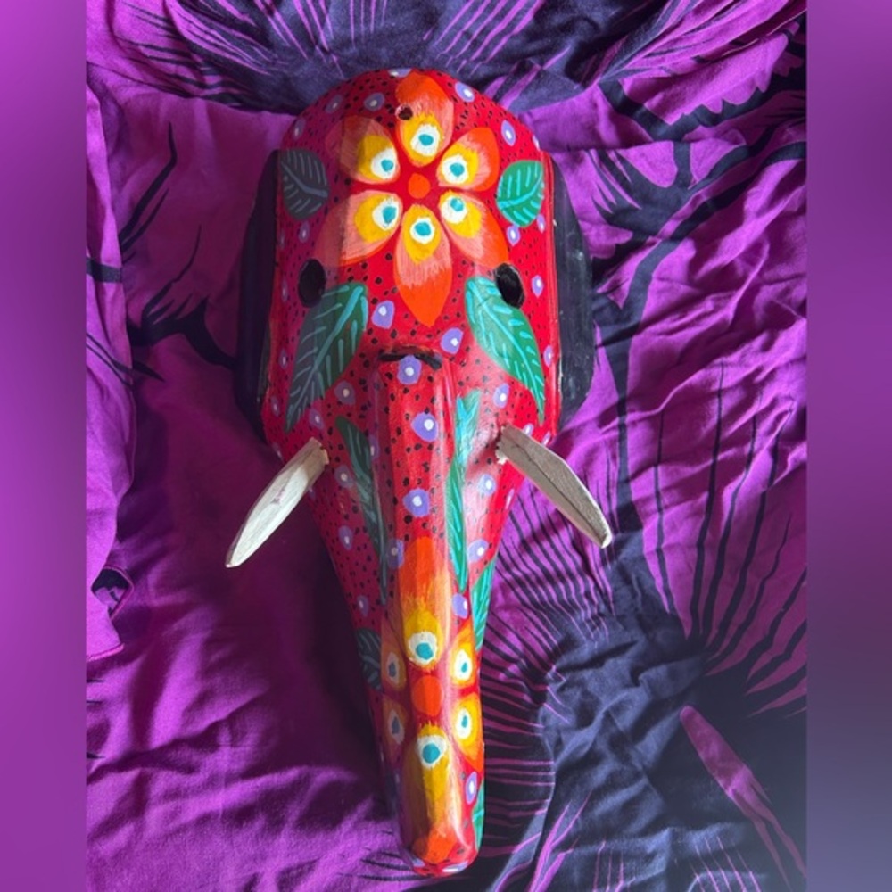 Handmade in Nicaragua 🌺 Colorful Elephant Mask